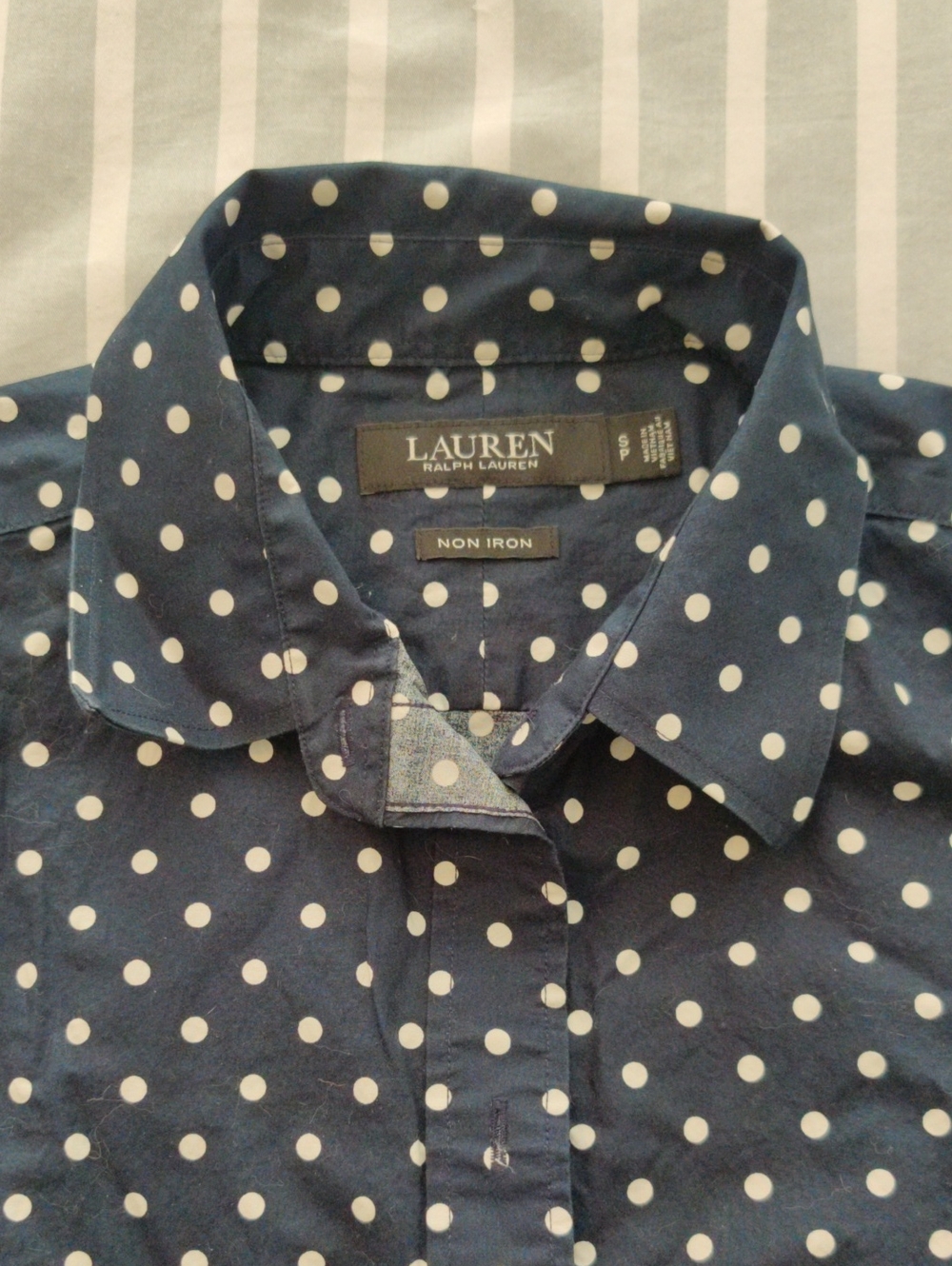 Lauren Ralph Lauren Navy Polka Dot Cotton Button-Down Shirt